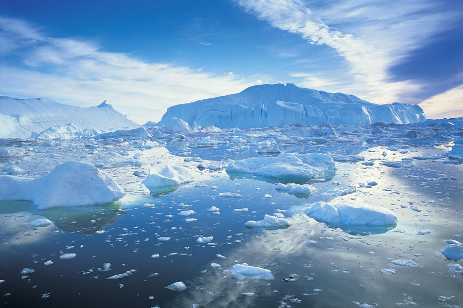 Icebergs, Disko Bay, Greenland Photograph by Peter Adams