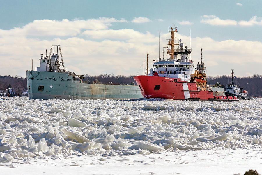 Icebreakers On St Clair River Photograph by Jim West/science Photo Library
