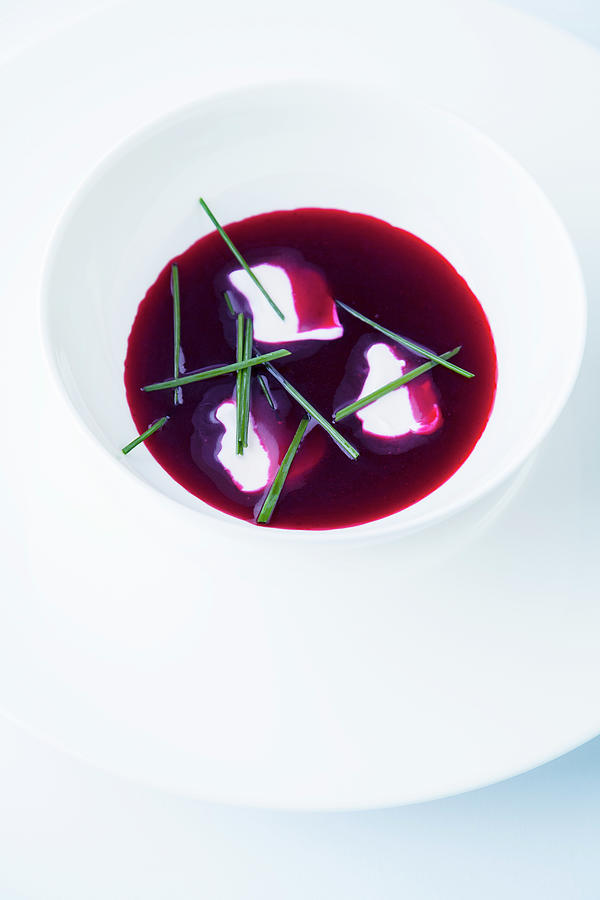 Iced Beet Root Soup With Crme Frache Photograph by Michael Wissing