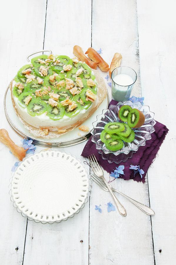 Iced Buttermilk And Kiwi Layer Cake Photograph by Food Experts Group