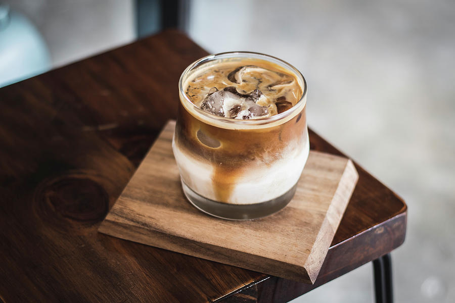 Iced Coffee With Milk On A Wooden Board Photograph by Mel Boehme