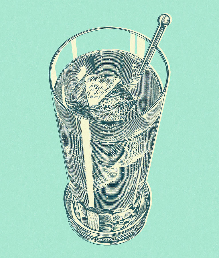Ice Cube Drawing - Iced Drink With Stir Stick by CSA Images