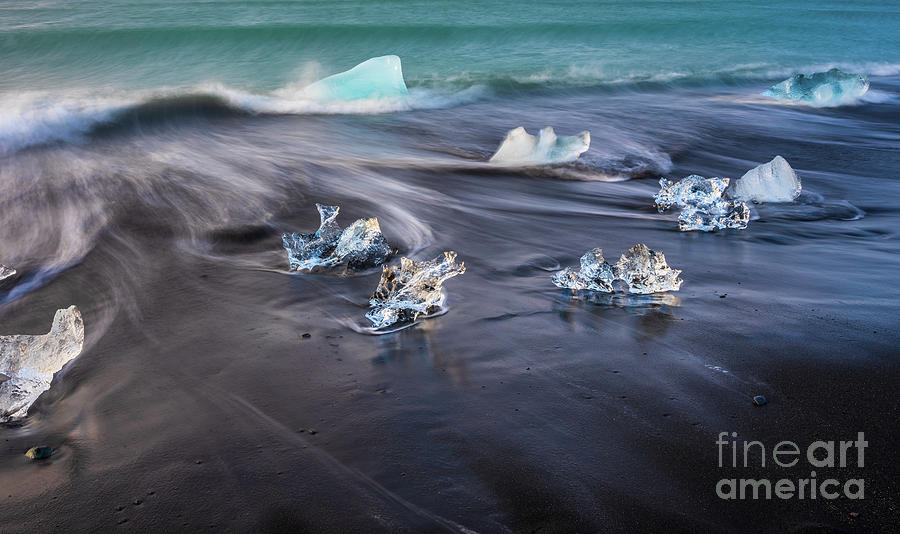 Iceland Black Sand Beaches Ice Diamonds Photograph