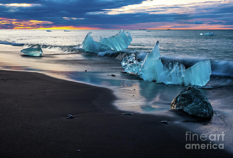 Iceland Black Sand Beaches Ice Sculptures Photograph by Mike Reid