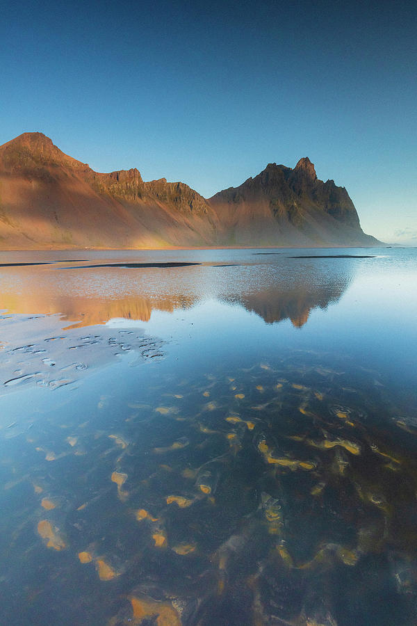 Nature Digital Art - Iceland, East Iceland, Hofn, Cape Stokksnes, View Towards Vestrahorn Near Hofn With The Sun Hitting The Vestrahorn Mountains by Maurizio Rellini
