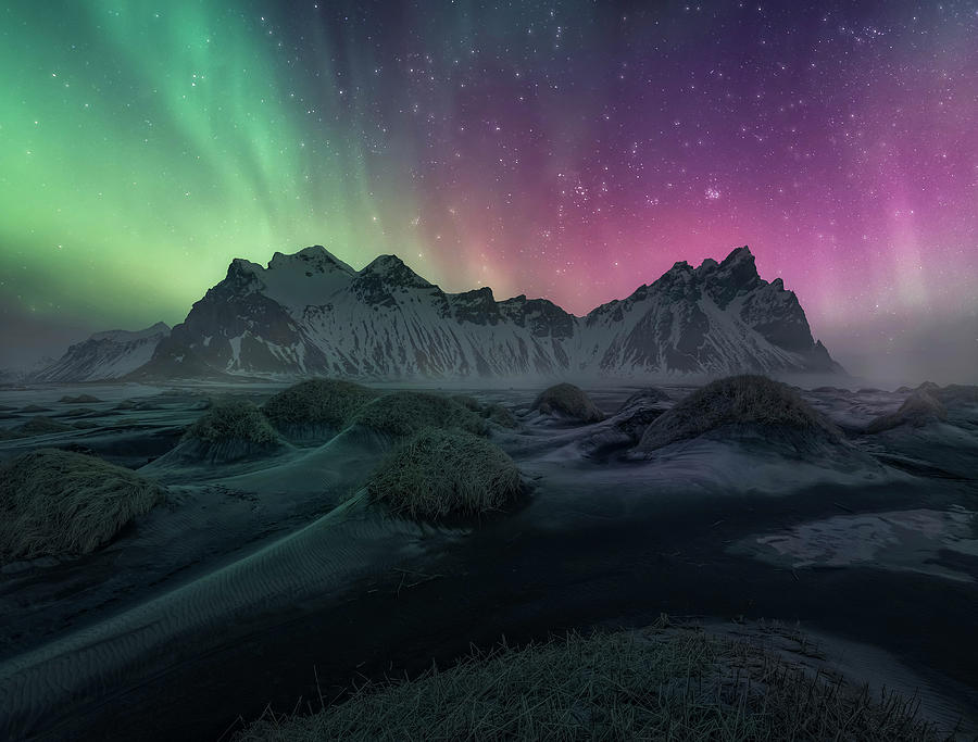 Iceland, Northern Lights Digital Art by Luca Benini