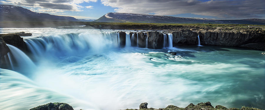 Iceland, Northwest Iceland, Norwurland Vestra, Godafoss Waterfall Digital Art by Maurizio Rellini