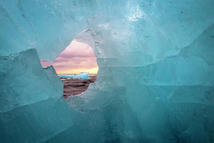 Iceland, South Iceland, Jokulsarlon, Atlantic Ocean, Jokulsarlon, Small Piece Of Ice In The Beach Of Jokulsarlon Digital Art by Francesco Russo