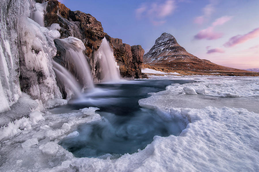 Winter Photograph - Iceland waterfall by Ivan Pedretti