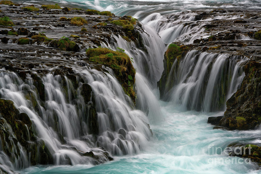 Intensely Blue Bruarfoss Waterfall in Iceland Photograph by Tom Schwabel