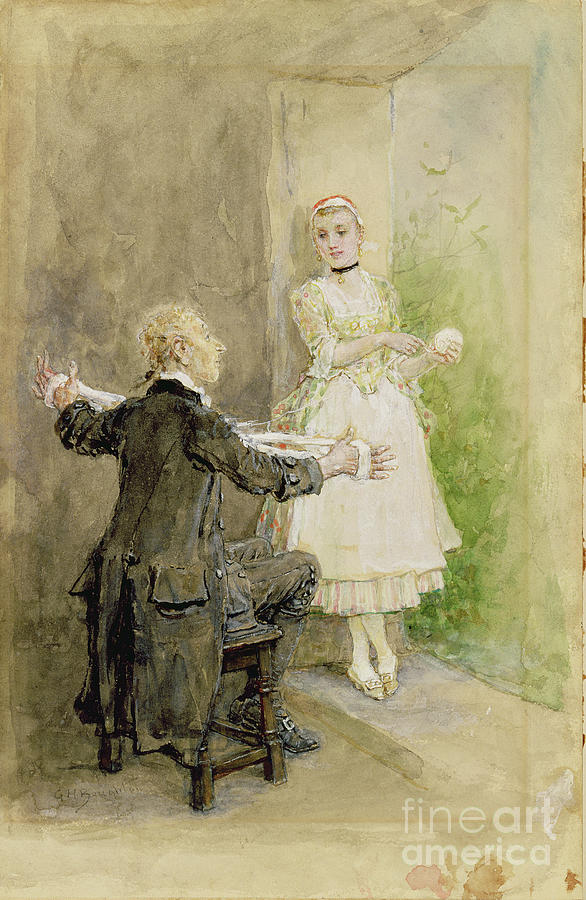 Ichabod Crane And Katrin Van Tassel, C.1893 Painting by George Henry Boughton