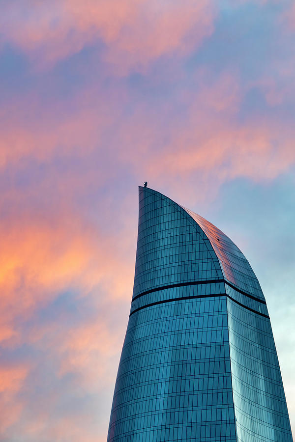 Flame Towers at sunset Photograph by Fabrizio Troiani