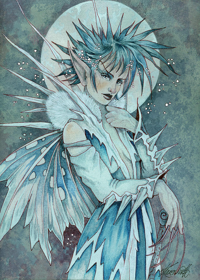 Fairy Painting - Icicle Fae by Linda Ravenscroft