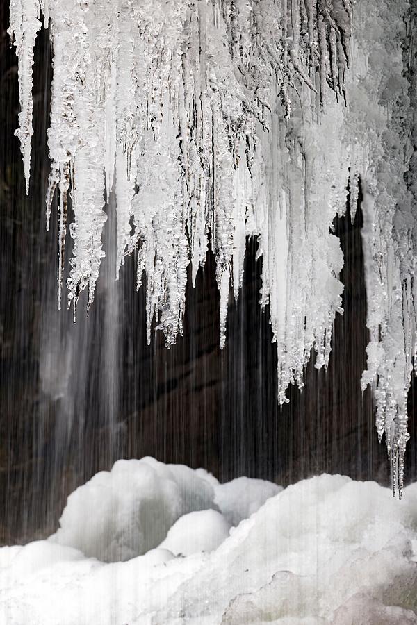 Winter Photograph - Icicles Hanging From Slick Rock Falls by Bill Gozansky