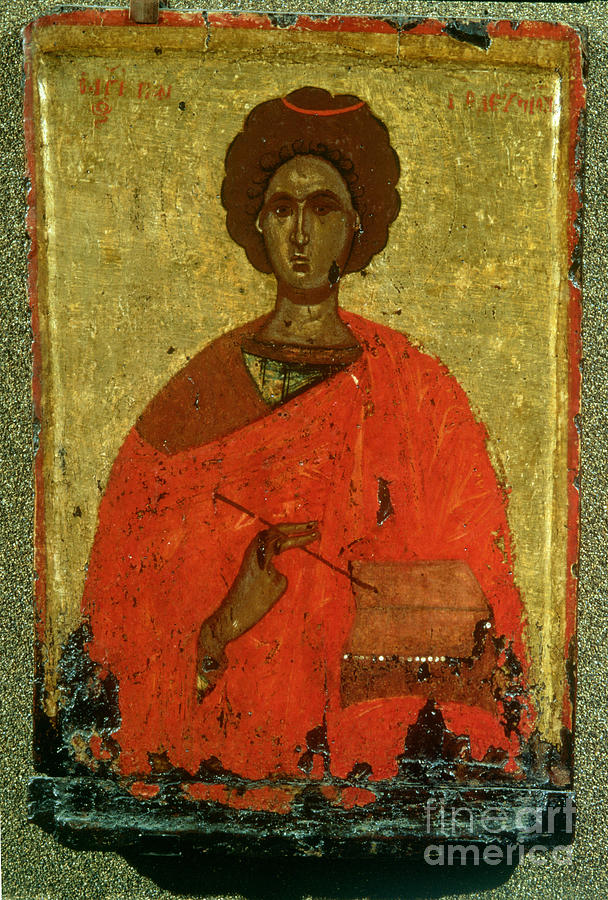 Portrait Painting - Icon Of St. Pantaleon Of Nicomedia by Byzantine