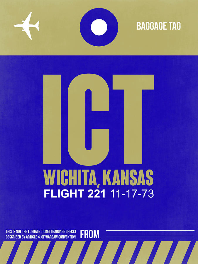 Wichita Digital Art - ICT Wichita Luggage Tag II by Naxart Studio