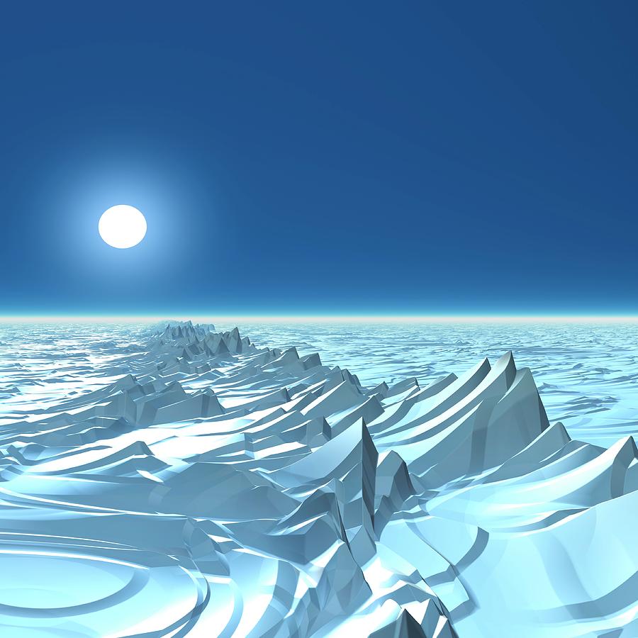 Icy Alien Planet, Artwork Digital Art by Mehau Kulyk