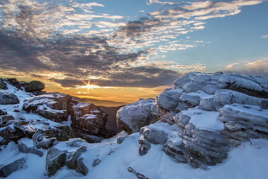Icy Winter Franconia Ridge Sunset Photograph by White Mountain Images