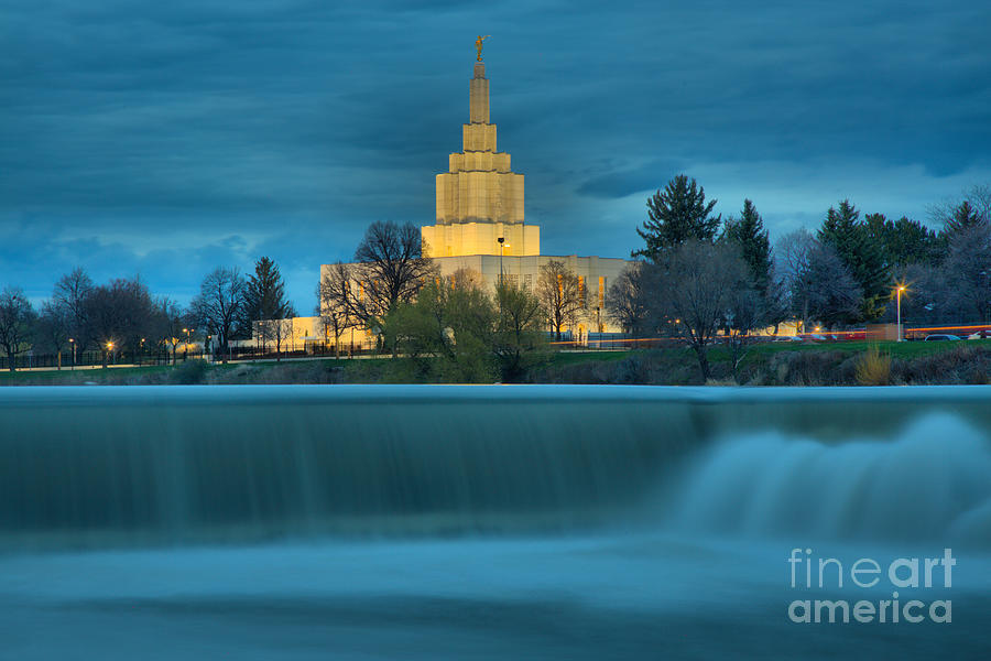 Idaho Falls Temple Blue Hour Photograph by Adam Jewell