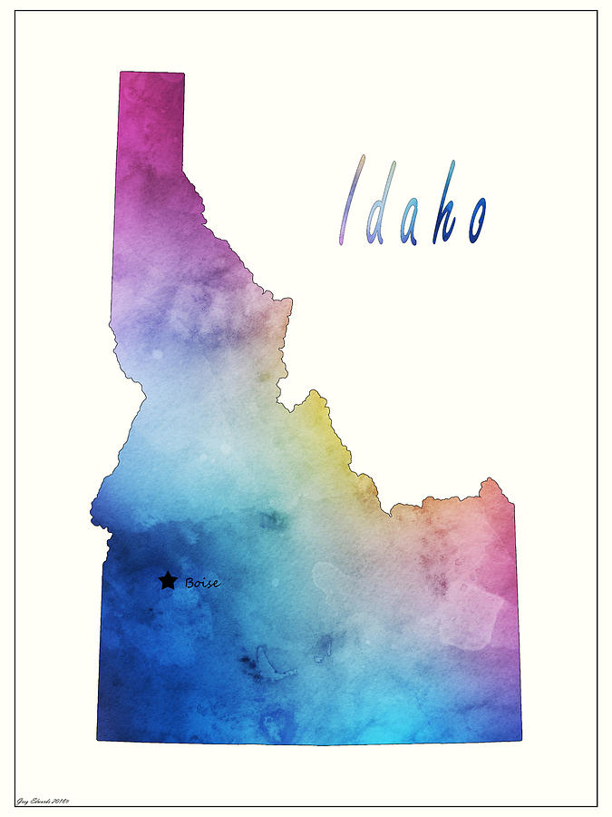 Idaho Map Style 3 Drawing by Greg Edwards Fine Art America