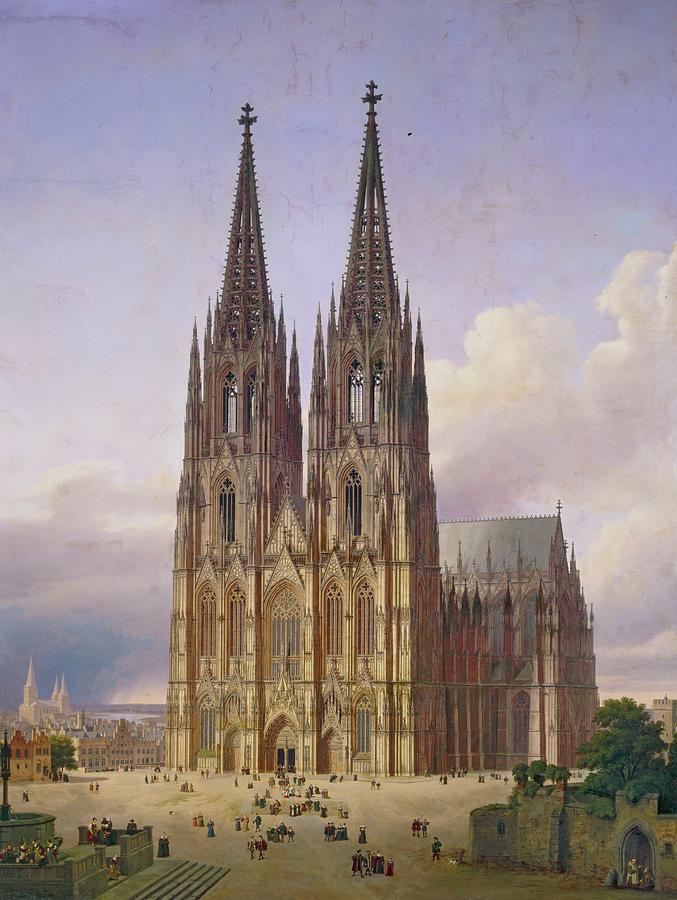 Ideal View of Cologne Cathedral, 1830s Digital Art by Carl Hasenpflug