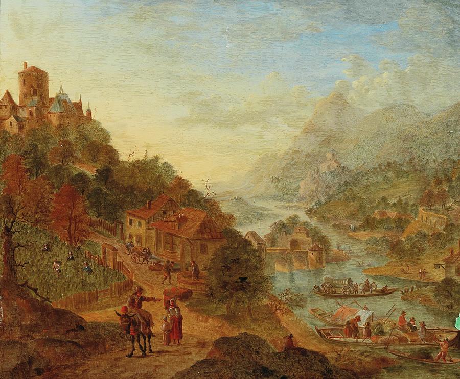 Mountain Painting - Idealised Rhine Landscape by Cornelis Verdonck
