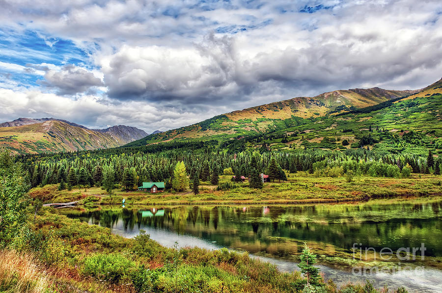 Idyllic Log Cabin by a lake in the Alaskan Wilderness by Patrick Wolf Idyllic Log Cabin by a lake in the Alaskan Wilderness by Patrick Wolf