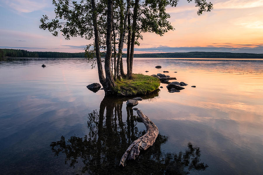 Summer Photograph - Idyllic Smalll Island With Tranquil by Jani Riekkinen