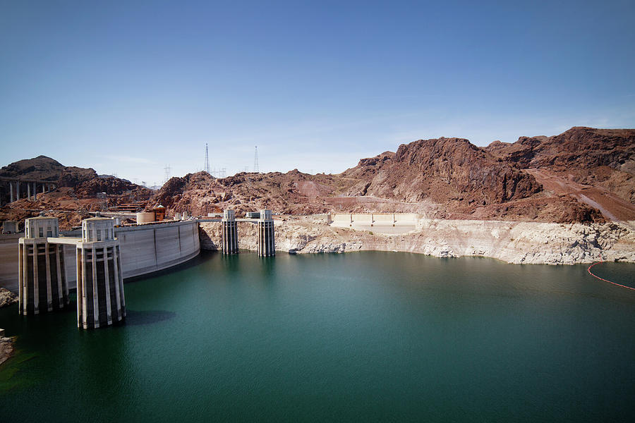 Nature Photograph - Idyllic View Of Hoover Dam Against Clear Blue Sky by Cavan Images