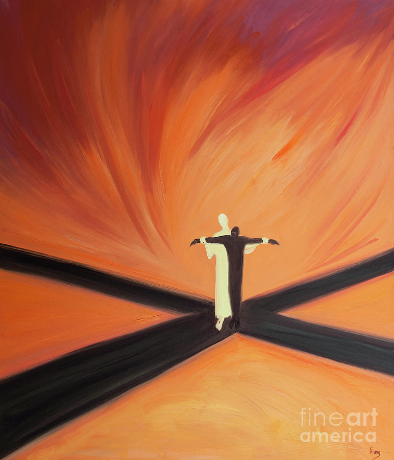 If We Unite Our Sufferings With Christ, He Supports Us Painting by Elizabeth Wang