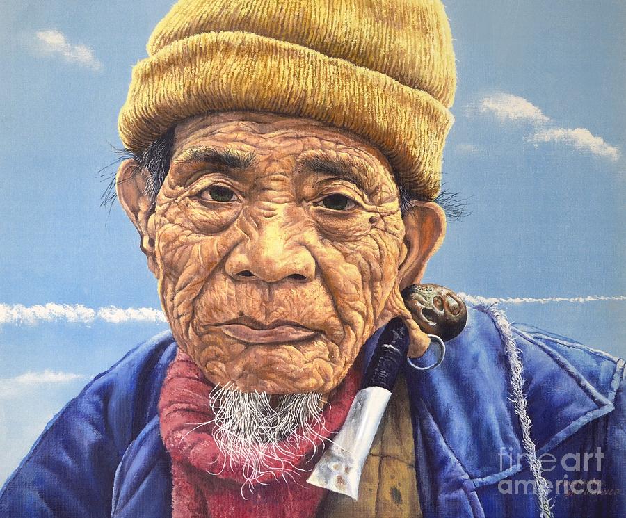 Ifugao Tribesman in oil painting Painting by Christopher Shellhammer