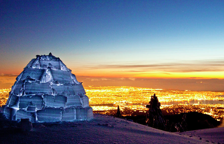 Igloo And Vancouver City Lights Photograph by Christopher Kimmel
