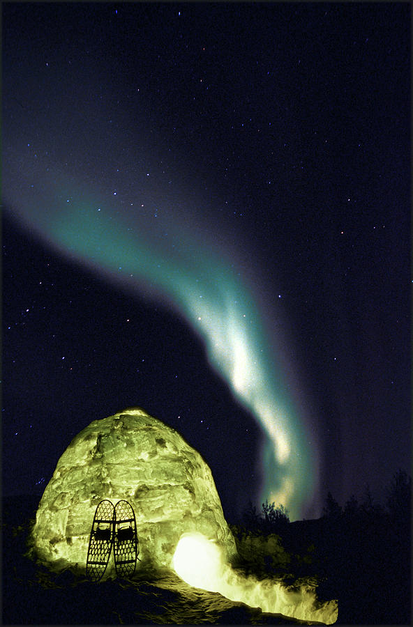 Igloo At Night With Northern Lights Photograph by Mark Newman