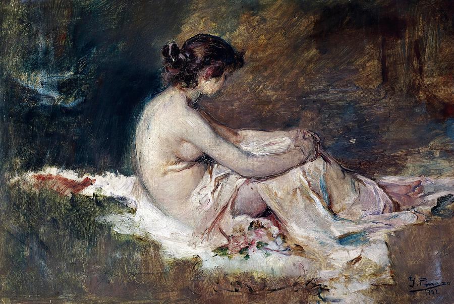 Ignacio Pinazo Camarlench / Female Nude, 1902, Spanish School. Painting by Ignacio Pinazo Camarlench -1849-1916-