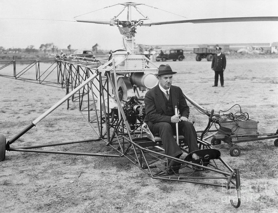 Igor Sikorsky Tests Early Helicopter Photograph by Bettmann