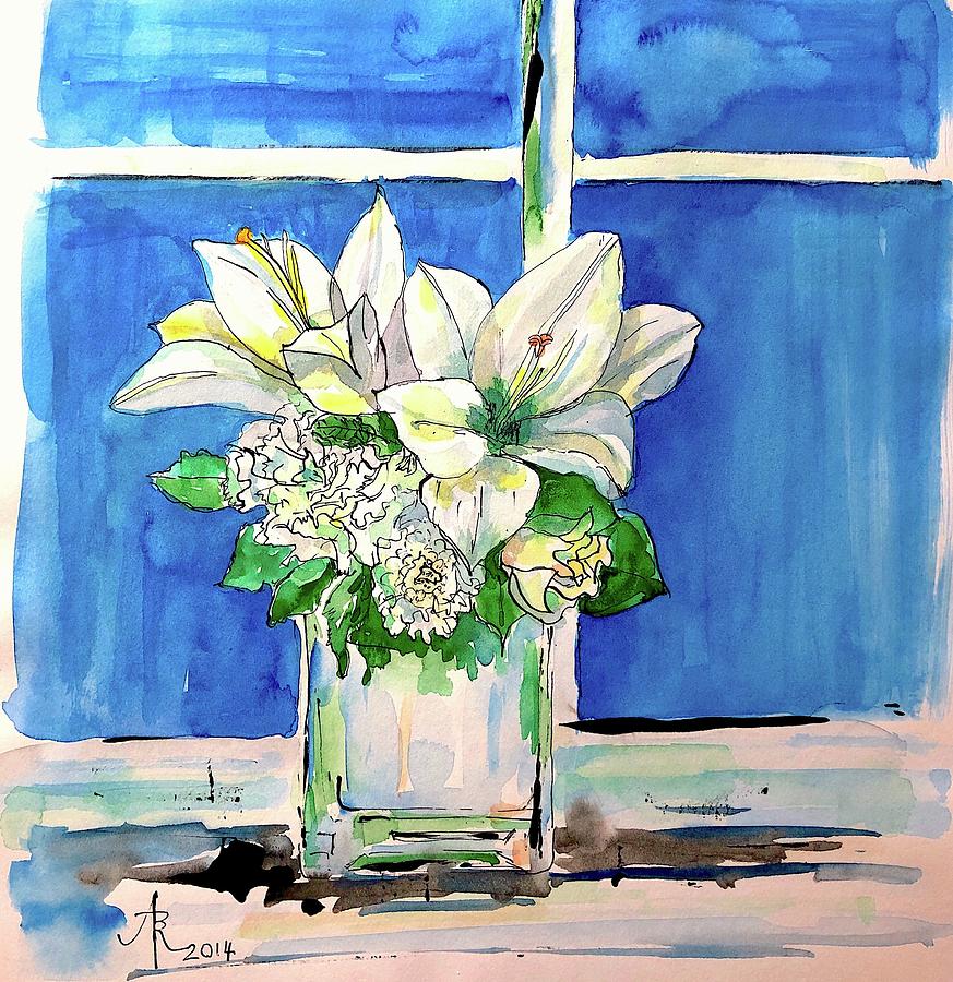 Ikebana with Lily Painting by Anna Ruzsan