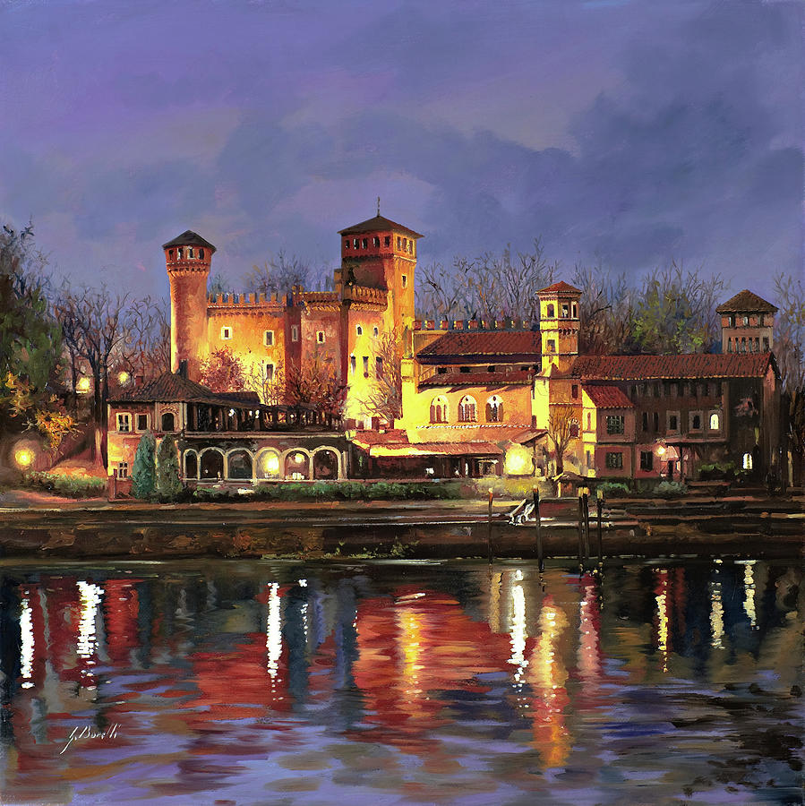 Castle Painting - Il Castello Medioevale Di Notte by Guido Borelli