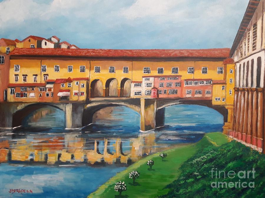 Il Ponte Vecchio Painting by Jean Pierre Bergoeing