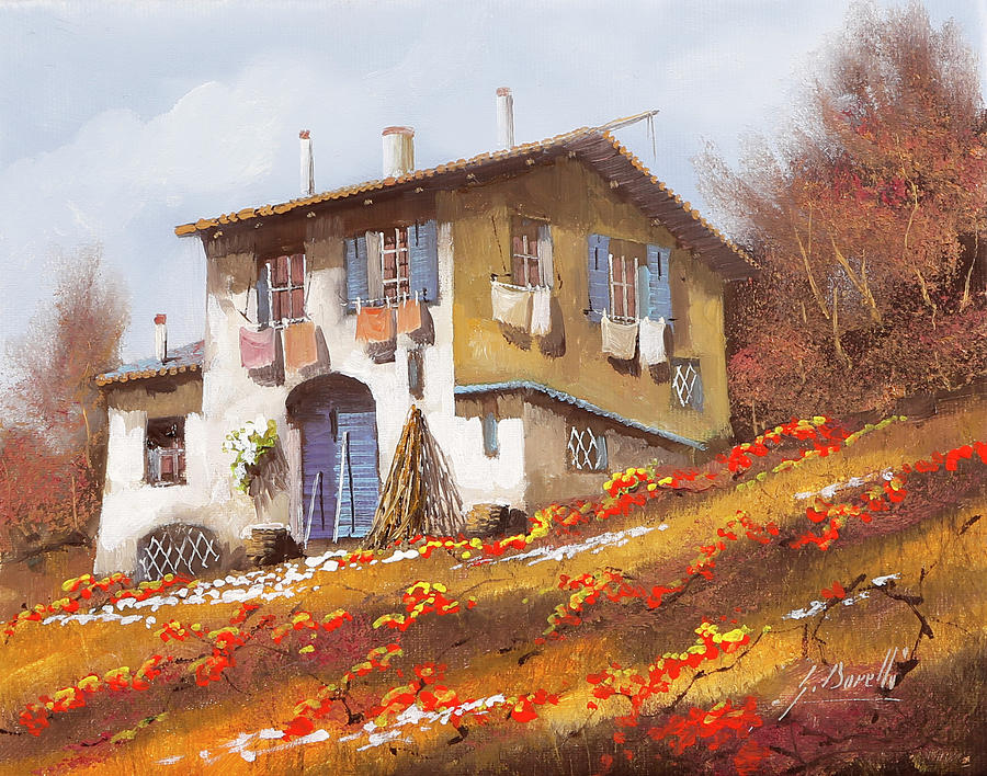 Country House Painting - I Papaveri Rossi E Il Portone Blu by Guido Borelli