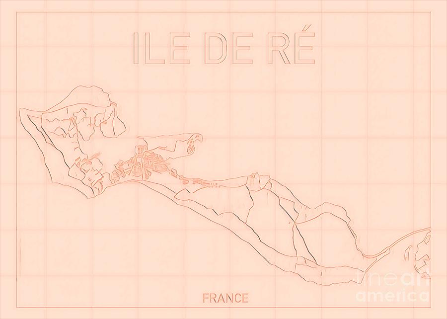 Ile de Re Blueprint Map Digital Art by HELGE Art Gallery