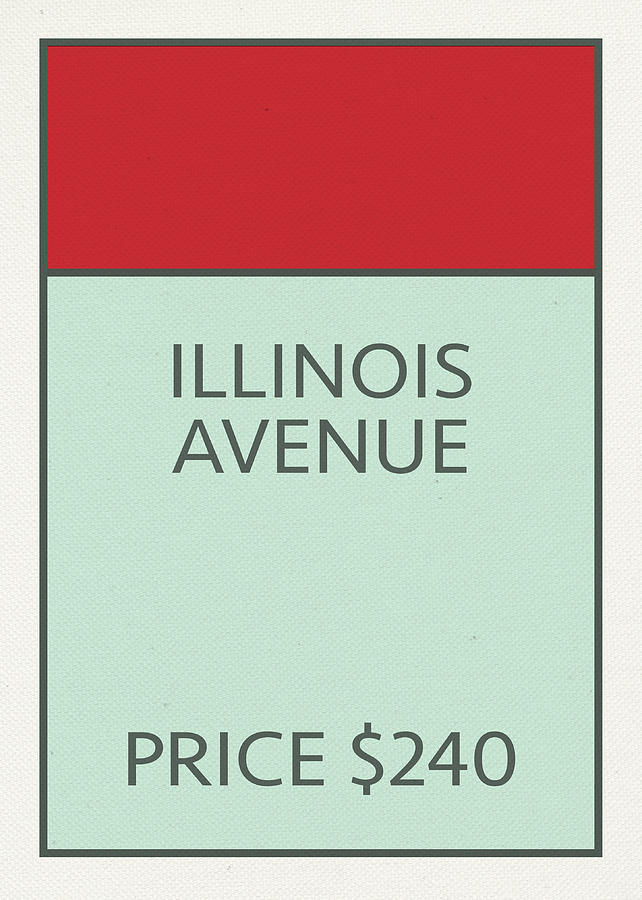 Vintage Mixed Media - Illinois Avenue Vintage Retro Monopoly Board Game Card by Design Turnpike