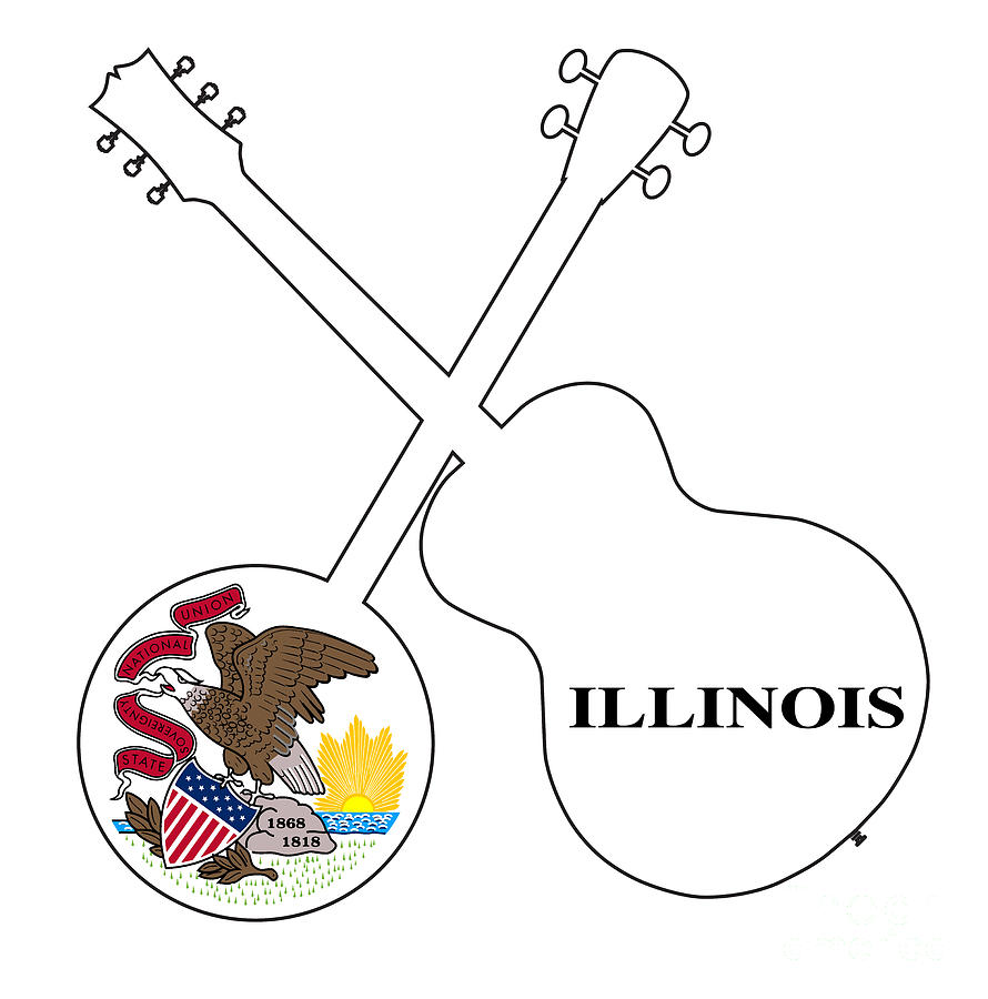 Illinois State Flag Banjo And Guitar Silhouette Digital Art by ...