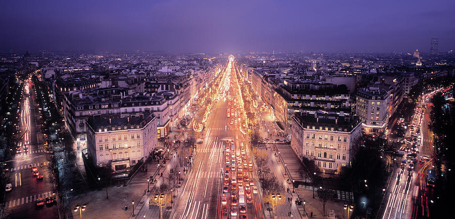 Illuminated Champs-elysées In Paris Photograph by Dutchy