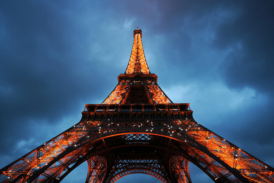 Illuminated Eiffel Tower Standing At Photograph by Toshi Sasaki