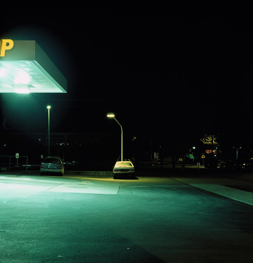 Illuminated Gas Station by Ballyscanlon