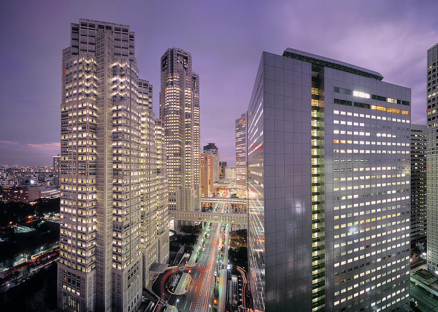 Illuminated Shinjuku Business District Photograph by Eschcollection