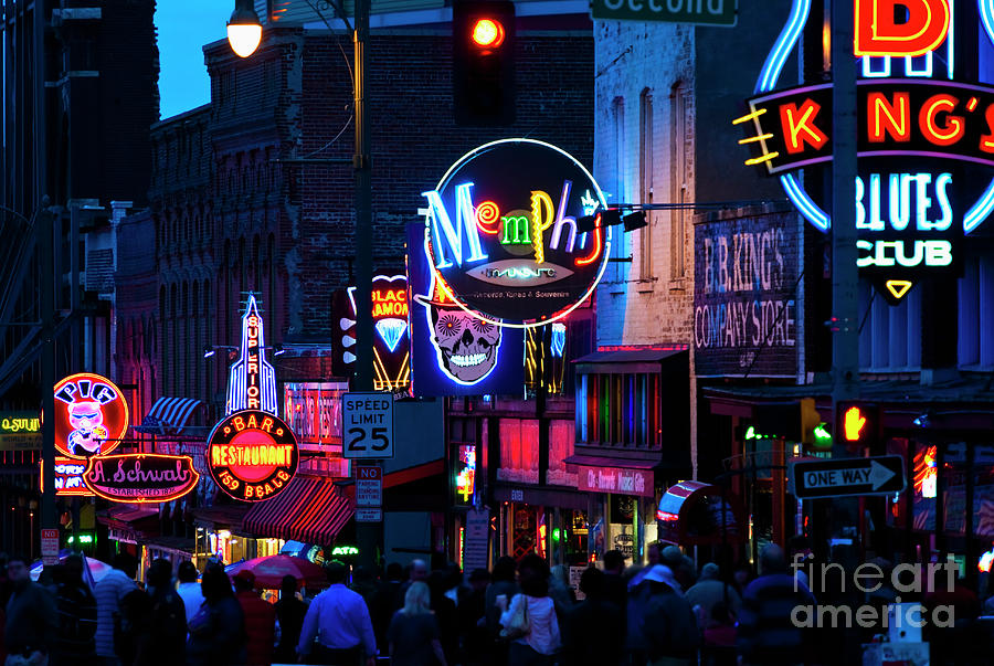 Illuminated Signs On Beale Street Photograph by Tetra Images