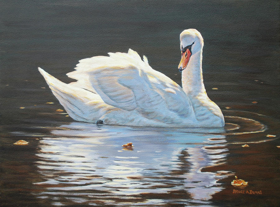 Illuminated Swan Painting by Bruce Dumas