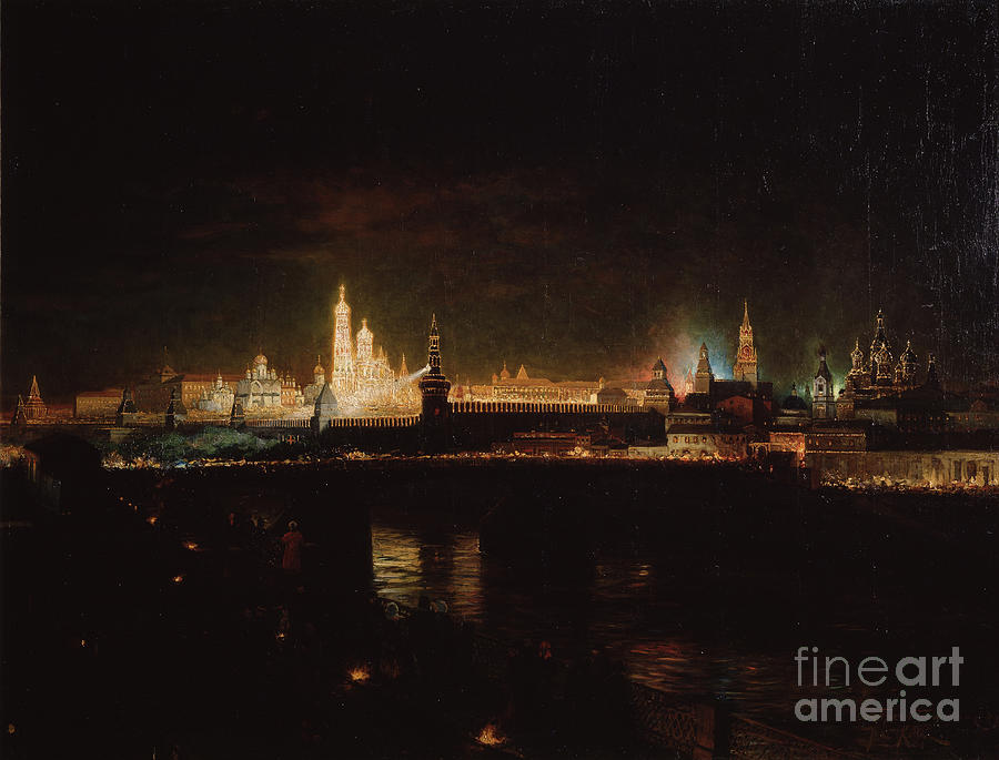 Illumination Of The Moscow Kremlin Drawing by Heritage Images