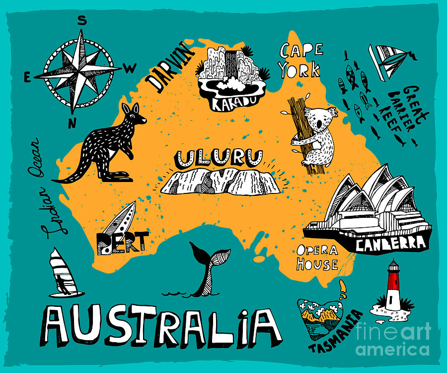 Illustrated Map Of Australia